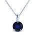 Round Blue Sapphire Pendant and Chain Solitaire Necklace in 14k White Gold