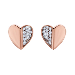 Heart Diamond Earrings 10k Rose Gold