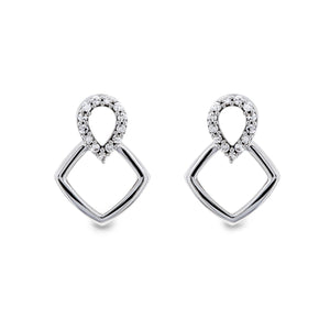White or Rose Gold Geometric Diamond Earrings