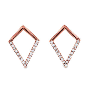White or Rose Gold Geometric Kite Diamond Earrings