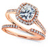 Kobelli Moissanite and Lab Grown Diamond Classic Halo Rose Gold Bridal Set (GH/VS, DEF/VS)