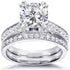 Cushion-cut Moissanite Bridal Set with Round-Brilliant Diamond 2 1/3 CTW 14k White Gold