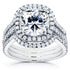 Cushion Moissanite Bridal Set with Halo Diamond 3 1/2 CTW 14k White Gold (3 Piece Set)