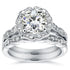 Antique Floral Cushion-cut Moissanite Bridal Set with Diamond 2 1/6 CTW 14k White Gold